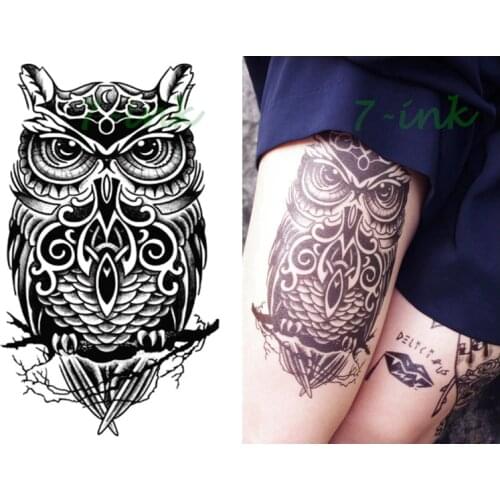 Waterproof Temporary Tattoo on body big size black owl tattoo 21*14.5cm Water Transfer Fake Tatoo Flash tatto for men women