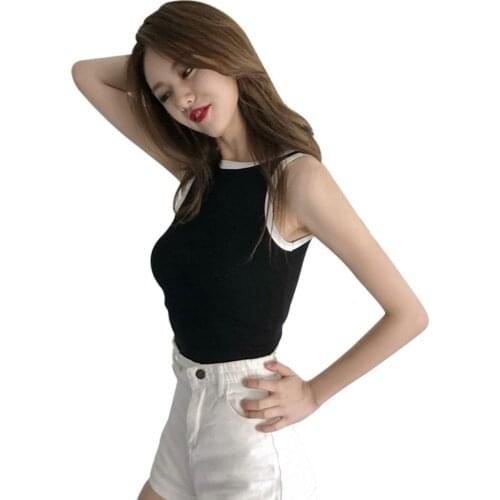 New Summer Womens Patchwork Casual Tank Top Slim Sleeveless Holiday Beachwear O-Neck Pullover Backless Tank Tops Women 2020