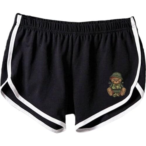 Women Short Bear Appliques Summer Casual Daily Cotton Loose Yoga Sports Pant