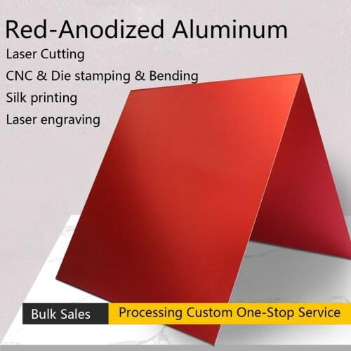 1.0mm 100x100mm Red Color Anodized Aluminium Flat Plates Aluminum Blank Laser Engraved Marking Custom Size For Your Drawings