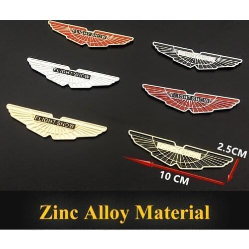 1pcs 3D Chrome sticker decals Car metal Flight Show Wing Emblem Badge sticker for Aston Martin AUDI BMW Mercedes Benz volkswagen