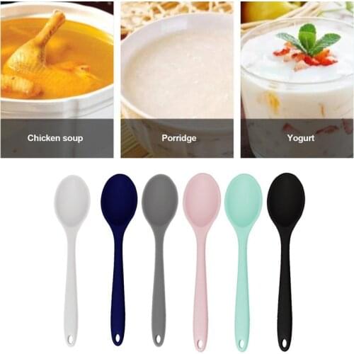 1Pcs Colorful Silicone Mixing Spoon Tableware High Heat Resistant Easy To Clean Non-stick Rice Spoons Cooking Kitchen Tools