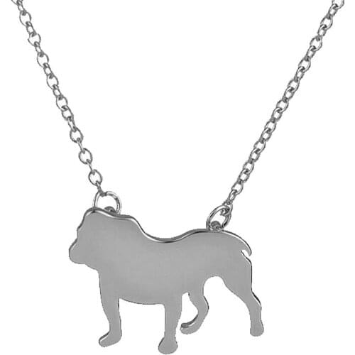 1Pc New Cute Bulldog Silhouette Carm Animal Necklaces Pendants Mix Color Link Chain Collier Boheme Men Women Jewelry Book Tag