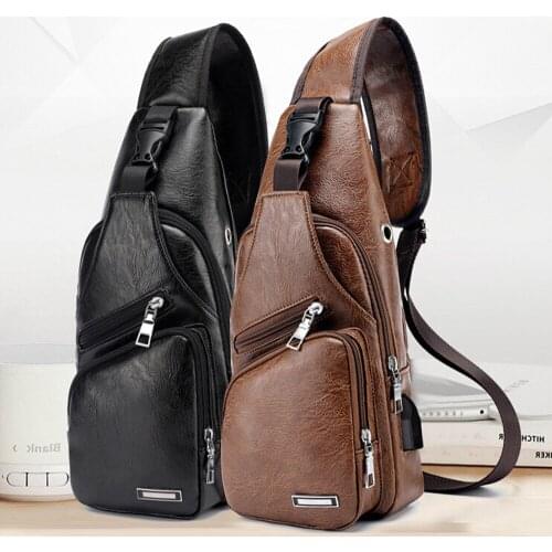 2021 Mens USB Charging Bag Mens Chest Bag For Custom PU PVC Shoulder Bag Diagonal Package Messenger Travel Bag Cross Body Bags