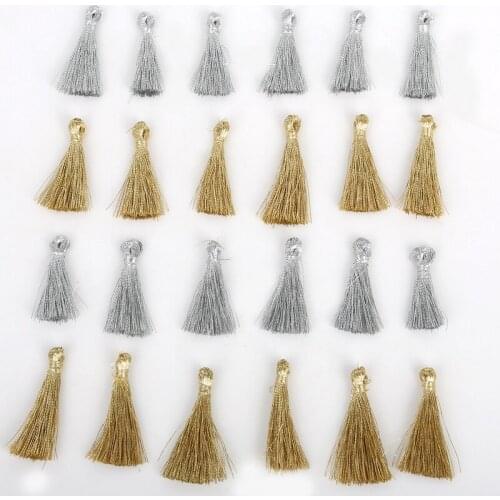 25mm Silver/Gold Silk Tassel Charm Necklace Earring Findings Tassels DIY For Jewelry Finding Accessories 10pcs/lot