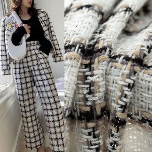 50x145cm Black andWhite Lattice Pattern France Tweed Fabrics Garment Materials Autumn Jacket Sewing Cloth Tailor