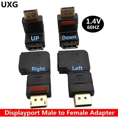 90 Degree UP DOWN LEFT Right Angled DP DisplayPort Male to Female Converter Extension Adapter Connector