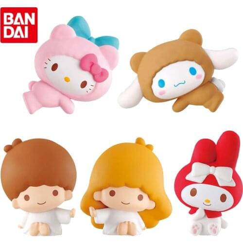 Bandai Genuine Gashapon Toy HelloKitty Character Hug Data Cable Line Protector Doll Melody