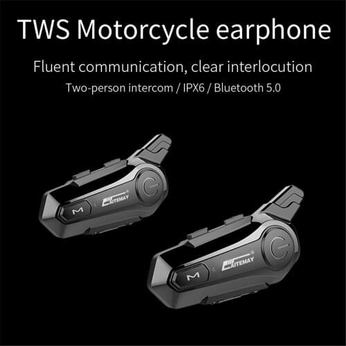 Motorcycle Helmet Bluetooth Headset Intercom For 2 Rider Intercomunicador Moto Interphone Headset Wireless MP3 Player