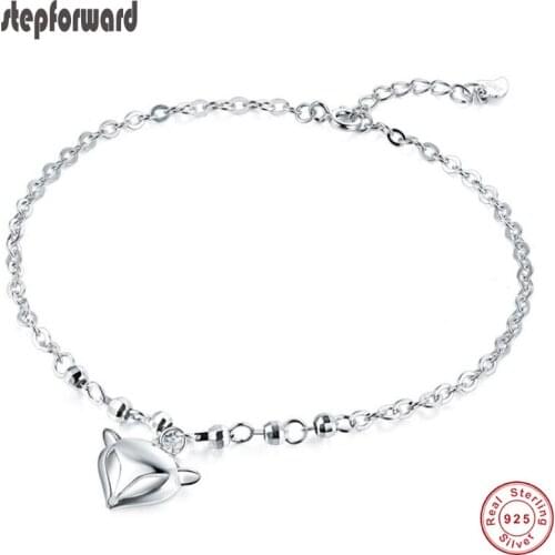 Good Quality Cool Animal Design 925 sterling silver Fox Pendant Anklet Foot Chain