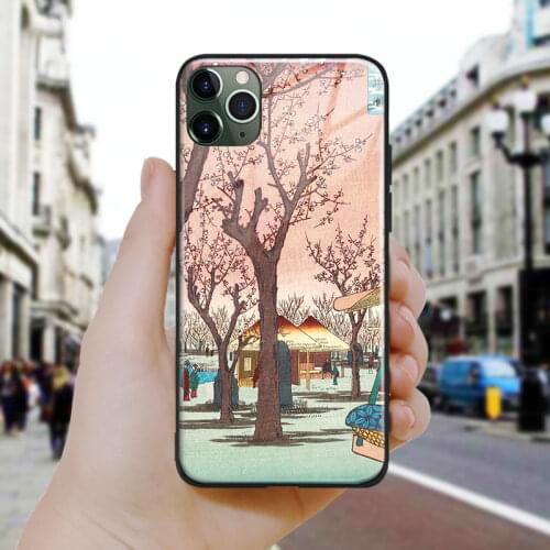 Japanese style Plum Garden at Kamata Soft Silicone Glass Phone Case Cover For iPhone SE 6 6s 7 8 Plus X XR XS 11 12 Mini Pro Max