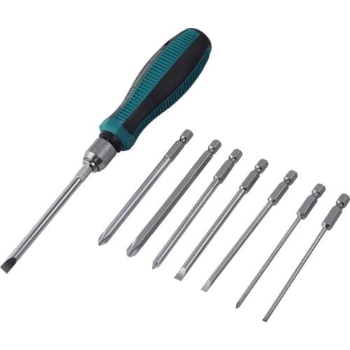 Citop Metric 9 in 1 Chrome Vanadium Screwdriver Bit Set Handle Screw Driver Magnetic Multi-use Slotted Phillips Hand Tools