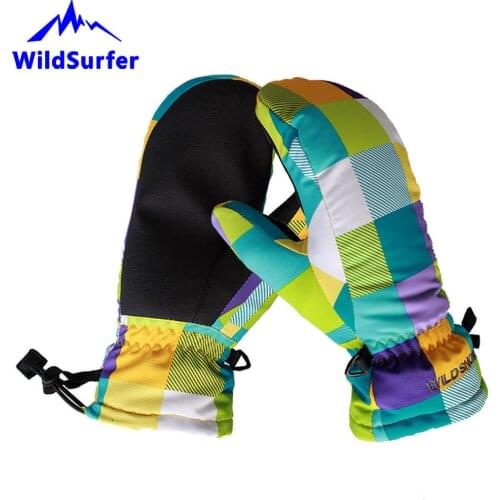WildSurfer Children Ski Mittens Snowboard Gloves Winter Outdoor Snow Sport Mittens Boys Girls Waterproof Warm Skiing Gloves W305