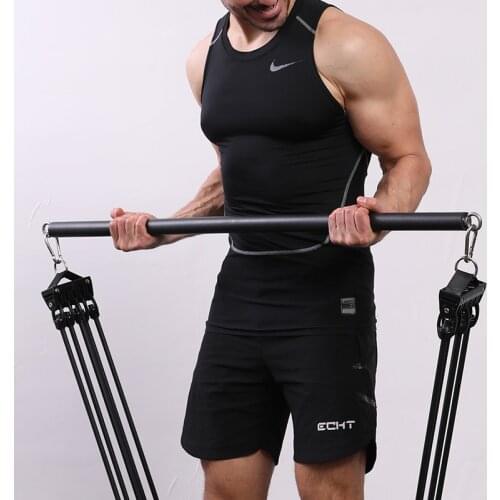 Fitness Yoga Pilates Stick Resistance Bands Bar Home Gym Chest Weight Lifting Workout Bar Pully Cable Machine Attachments