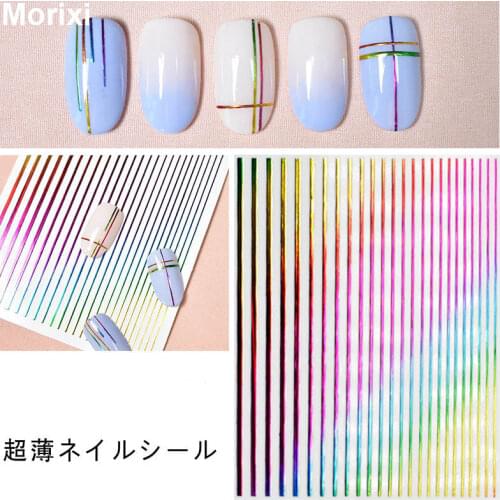 Luminous line strips for nail art decoration ultra thin nail foils green yellow Back glue laser gilding fluorescent line YJ010