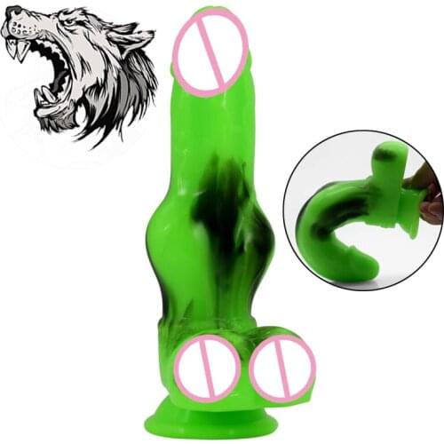G-Spot Massager Dildo Wolf Animal Realistic Silicone Fantasy Dildos 6.5cm Dia Anal Butt Plug Suction Cup Sex Toys For Woman