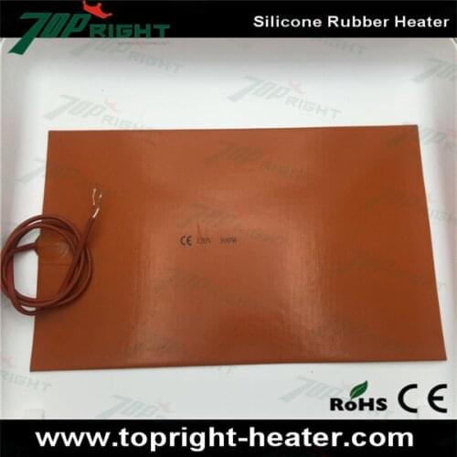 120v 300w 250x450mm Flexible silicone rubber heating mat with CE certification produced by silicone rubber heater factory