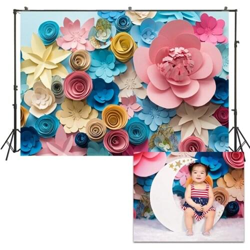 HUAYI Photo Background Paper Flowers Wall Photography Backdrops Newborns Baby Child Studio Birthday Decorations Backdrop XT-5673