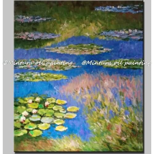 Mintura Hand Painted Lotus Flowers Famous Oil Paintings On Canvas Abstracr Pop Art Wall Pictures For Living Room Home Decoration