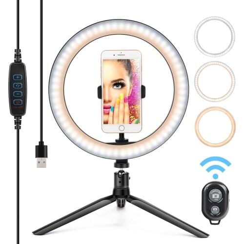 10.2 Inch Ring Light with Stand Rovtop LED Camera Selfie Bluetooth remote control for Tripod Phone Holder Video Photography