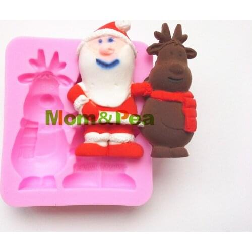 Mom&Pea 0018 Free Shipping Santa Claus Shaped Silicone Mold Cake Decoration Fondant Cake 3D Mold Food Grade Silicone Mould