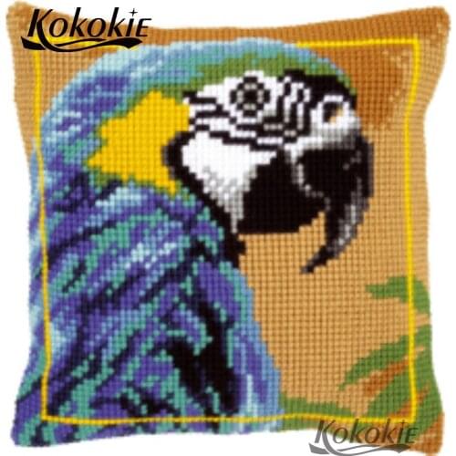 Cross stitch sets sale fabric parrot thread throw pillow Counted carpet Embroidery kit DIY cartoon pillowcase Needlework Sets
