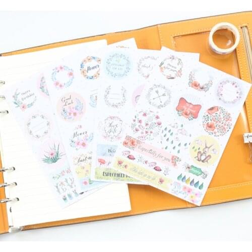Domikee cute sweet flower pattern office school decoration paper stickers for diary planner kawaii seal stickers stationery gift