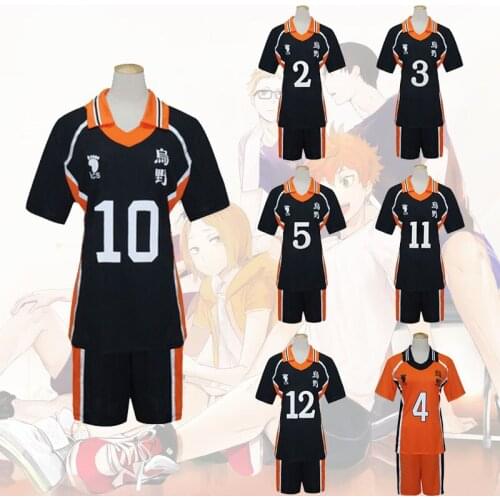 2021 New Anime Cosplay Costume Jerseys High School Volleyball Club Sportswear Shirt Knee Pads