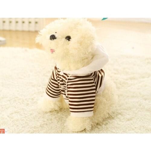 About 32cm Teddy dog plush toy dressed stripes cloth dog doll birthday gift w5806