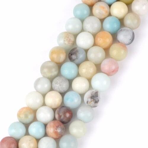 Wholesale 4 6 8 10 12mm Natural Colorful Amazonite Stone Round Beads For Jewelry Making Bracelet Necklace Jewellry Accessories