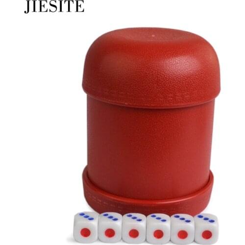 Plastic Dice Cups With 6pcs White Dice KTV Bar Plastic Colorful Gambling Casino Texas Poker Accessories 1pcs