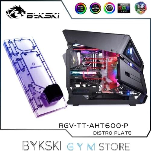 Bykski Distro Plate For TT AH T600 Case, 360 + 480 Radiator Water Cooling Loop Solution, 12V/5V RGB SYNC, RGV-TT-AHT600-P