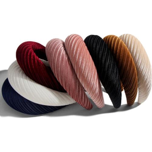 Flatfoosie 2019 Thick Velvet Headbands For Women Girls Hairbands Handmade 4CM Wide Good Quality Fashion Hair Accessories