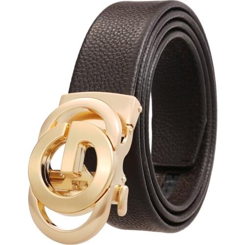 New Famous Brand Belt Men Top Quality Genuine Luxury Leather Belts Men,Strap Male Metal Automatic Buckle Mens Belts 3.5cm
