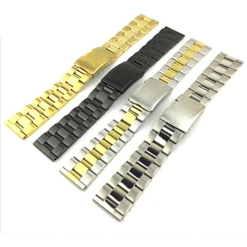 Fashion Solid Stainless Steel Watch Band Double Button Clasp Watchbands18mm, 20mm,,22mm,24mm,26mm WB20