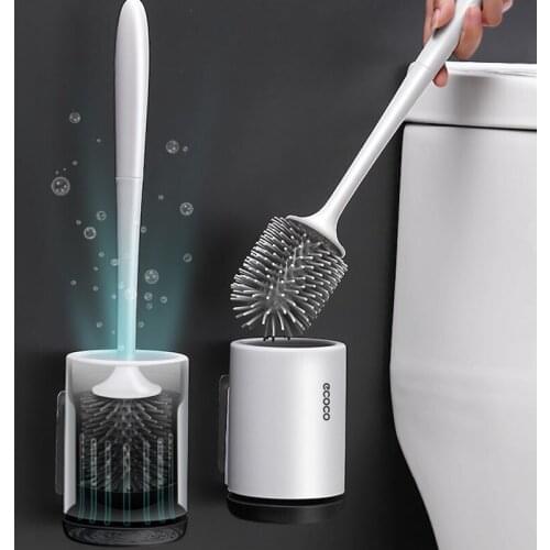 TPR Toilet Brush Rubber Head Holder Cleaning Brush Set For Toilet Wall Hanging Household Floor Cleaning Bathroom Accessories