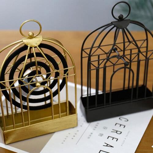 Nordic Iron Insect Mosquito Coil Holder Hanging Home Decoractive Gold Shelves Vintage Incense Burner Ornament Bird cage