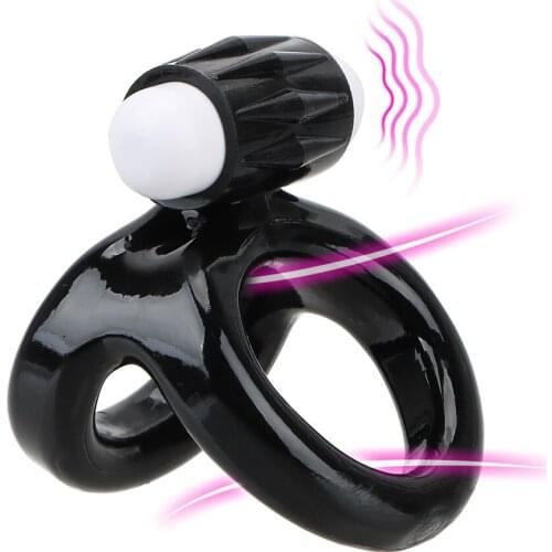 Vibrating Cock Rings Male Time Delay Ejaculation Penis Erections Erotic Sex Toys for Men Sexy Dual Ring Penis Ring Vibrator