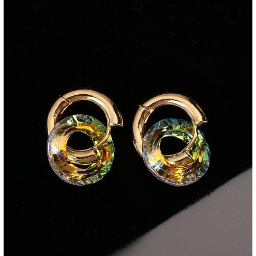 AENSOA 2021 Trendy Transparent Colorful Round Hoop Earrings for Women Pendant Geometric Earring Statement Jewelry Gift Wholesale