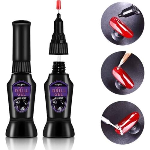 10ml Point Drill Gel For Rhinestones Fake Nails Transparent Adhesives Polish Gel Accessory Manicure Dual Used Nail Glue