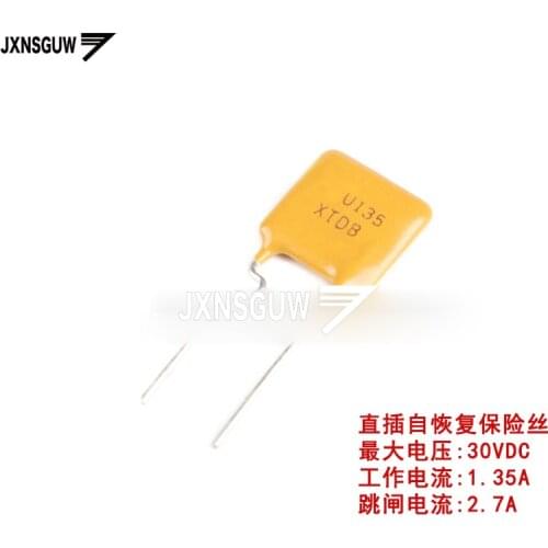 20PCS 30V 1.35A PPTC straight Insert Self-recovery fuse 30V 1350mA Pin pitch 5mm
