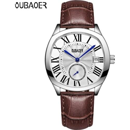 2019 OUBAOER Luxury Brand Men Watch Military Sport Watches Mens Quartz Clock Leather Strap Date Wristwatch Reloj Hombre