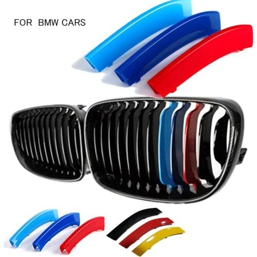 3Pcs Car Mesh 3 Color Strips for BMW E46 E90 E60 F30 F10 F20 X5 E70 G30 E91 E92 E93 X3 X6 E71 F31 F34 Front Grille Trim Strip