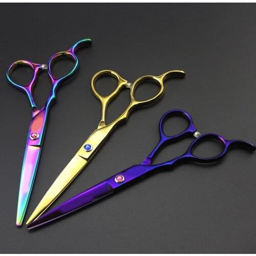 6inch left-hand cutting Thinning Scissor Hair Cut Hairdressing Shear Clipper Professional Scissor quality rainbow set
