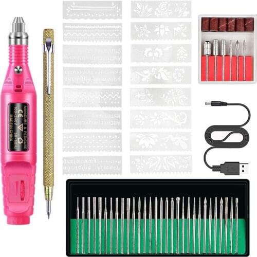 61pcs Electric Micro-engraver Pen Mini Diy Engraving Tool Kit For Metal Glass Ceramic Plastic Wood Jewelry With Scriber Etcher