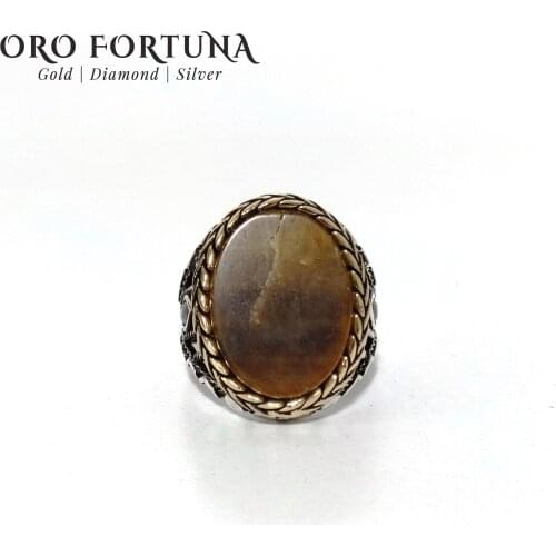 925 sterling Silver Men 'S Ring Oval Cat 'S Eye Stone Imperial Style Elegant Gift Classy Trendy New 2021 Model Unique Custom