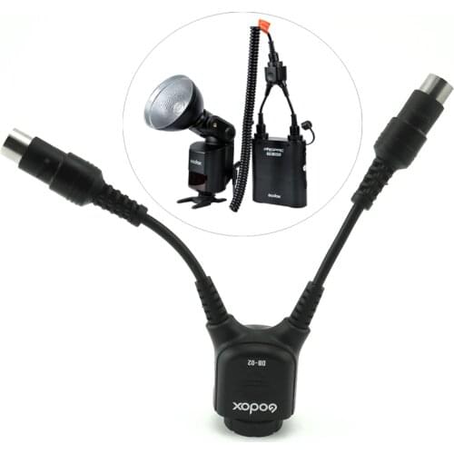 Godox DB-02 Two-in-one Cable Y 2 to 1 Power Connector Adapter for PROPAC Flash Battery Pack PB960 PB820 Speedlite AD360 II AD180