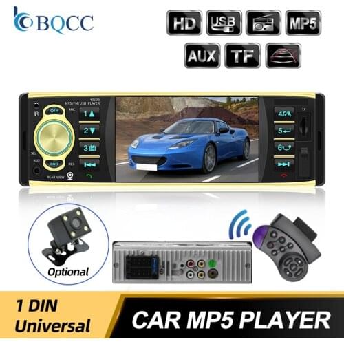 1 Din Car Radio Audio Stereo 4'' TFT Screen MP3 Player Bluetooth with Rearview Camera Remote Control USB FM car player