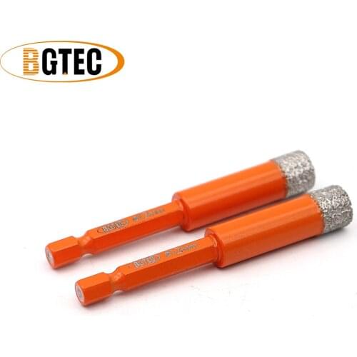 BGTEC 2pcs 12mm Hex shank Quick-fit Vacuum Brazed drilling bits Dry diamond drill bits for ceramie tile granite hole saw