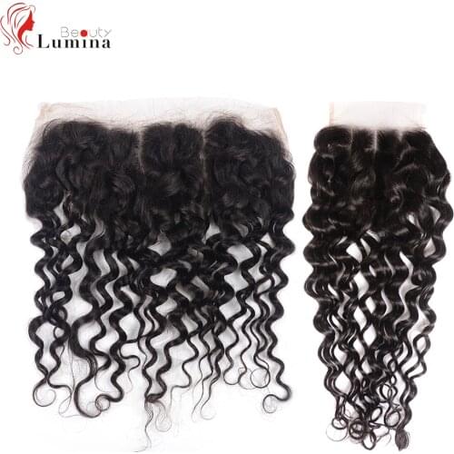 Brazilian Water Wave Lace Frontal 13X4 Lace Frontal Closure Pre Plucked Transparent Lace Ear To Ear Lace Closure Human Hair